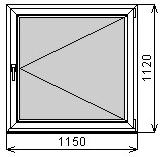 Пластиковое окно одностворчатое 1150х1120 мм