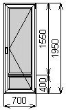 Балконная пластиковая дверь 700х1950 мм