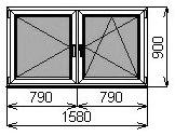 Двустворчатое окно 1580х900 мм