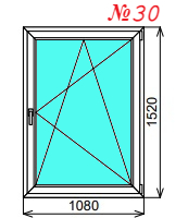 Пластиковое окно одностворчатое 1080х1520 мм