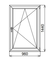 Одностворчатое окно 960х1440 мм