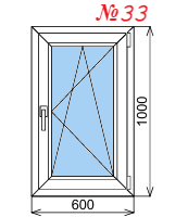 Одностворчатое окно 600х1000 мм