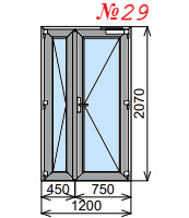 Входная штульповая алюминиевая дверь 1200х2070 мм