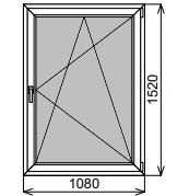 Пластиковое окно одностворчатое 1080х1520 мм