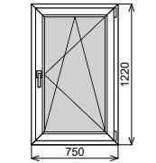 Одностворчатое окно 750х1220 мм